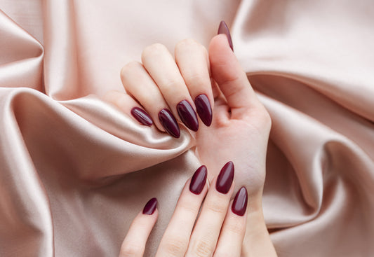 burgundy and pink nails