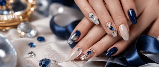 September Birthstone Nails with Sapphire Details